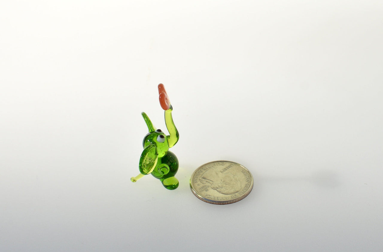 Lampwork Glass Elephant: Tiny Green Menagerie Figurine