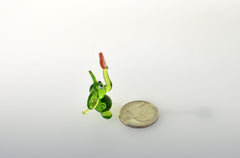 Lampwork Glass Elephant: Tiny Green Menagerie Figurine