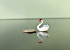 Swan, Swan Cake Topper, Swan Figurine, Glass Swan, Tiny Glass Animals, Swan Decor, Swan Gifts, Mini Glass Animals, White Swan, Decor, Art