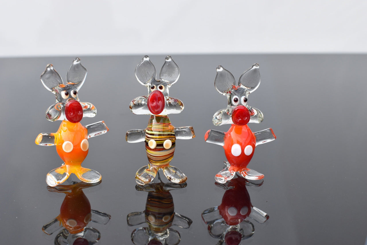 Three Little Pigs, Glass Pig Figurine, Tiny Glass Animals, Mini Glass Animals, Glass Figurines, Hand Blown Glass, Tiny Glass Figurines, Pigs