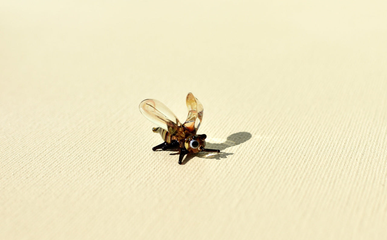 Tiny Glass Honey Bee Figurine: Miniature Insect Sculpture