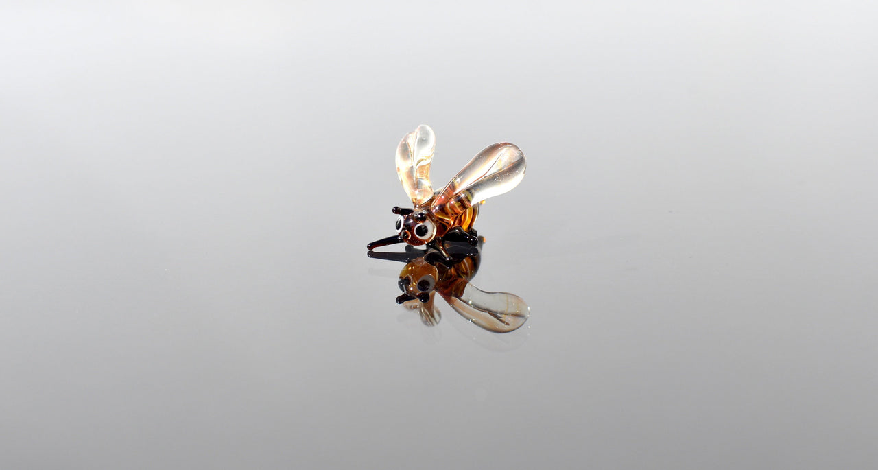 Tiny Glass Honey Bee Figurine: Miniature Insect Sculpture
