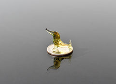 Cute Miniature glass dachshund From Glass Menagerie. Lamp Work, Flame work, whimsical character and dog statue.