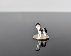 Tiny Glass Zebra Figurine – Miniature Animal Sculpture, Unique Black and White Collectible