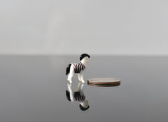 Tiny Glass Zebra Figurine – Miniature Animal Sculpture, Unique Black and White Collectible