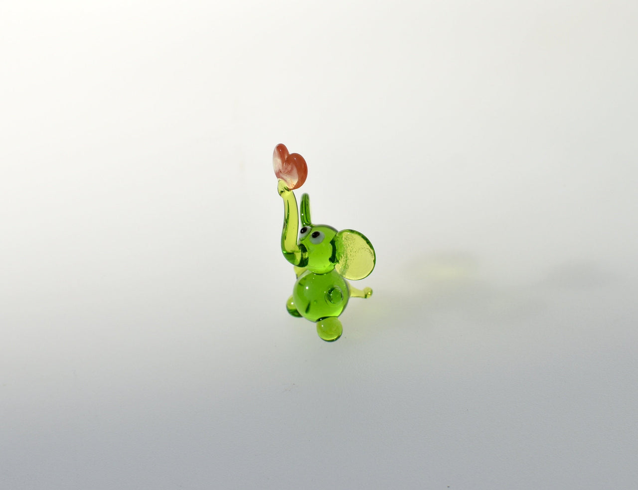 Lampwork Glass Elephant: Tiny Green Menagerie Figurine