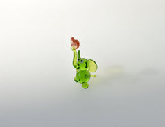 Lampwork Glass Elephant: Tiny Green Menagerie Figurine