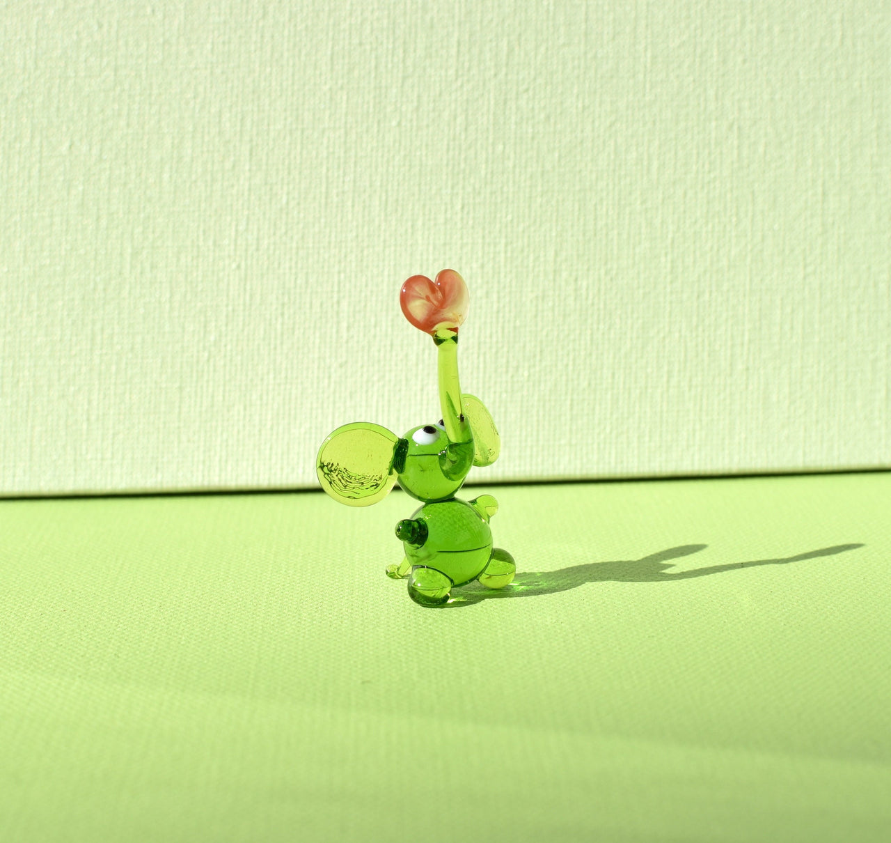 Lampwork Glass Elephant: Tiny Green Menagerie Figurine