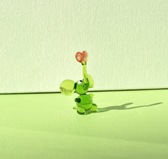 Lampwork Glass Elephant: Tiny Green Menagerie Figurine