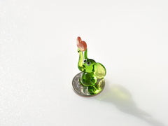 Lampwork Glass Elephant: Tiny Green Menagerie Figurine