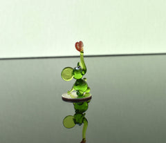 Lampwork Glass Elephant: Tiny Green Menagerie Figurine
