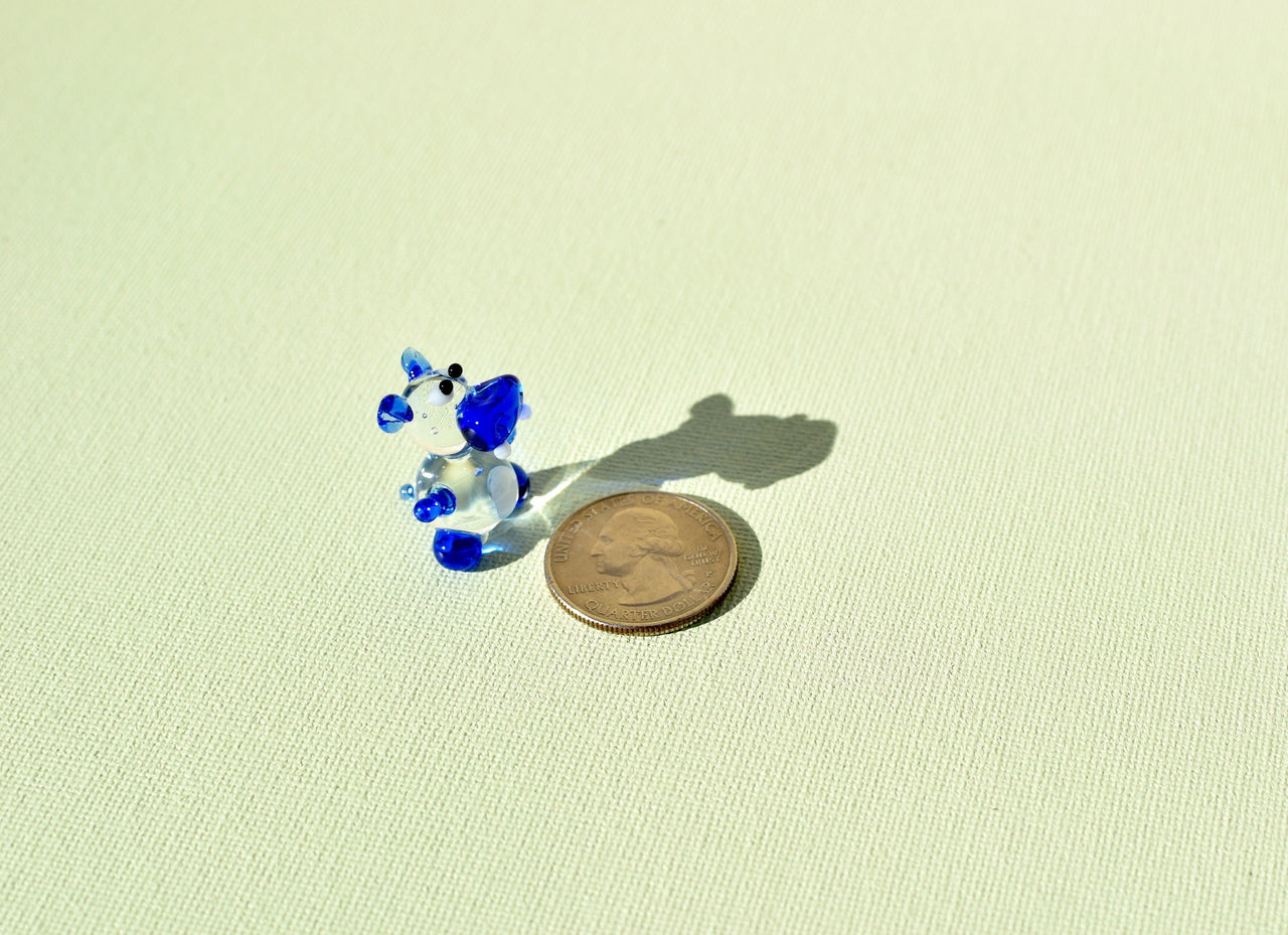 Lampwork Glass Hippo Figurine: Blue Whimsical Miniature