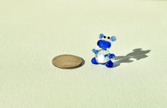 Lampwork Glass Hippo Figurine: Blue Whimsical Miniature