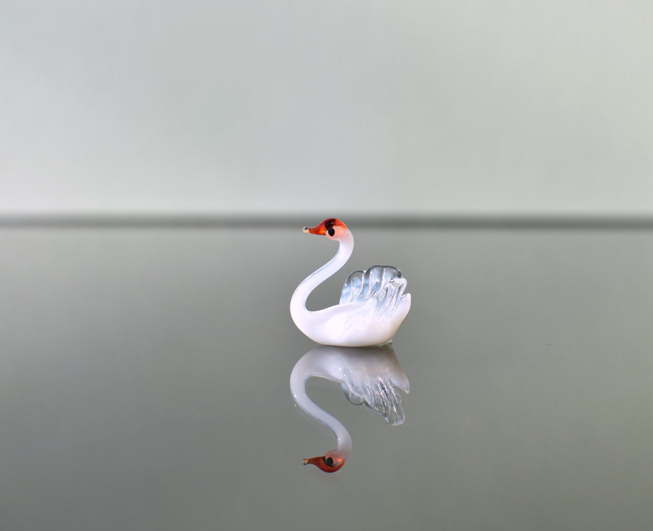 Swan, Swan Cake Topper, Swan Figurine, Glass Swan, Tiny Glass Animals, Swan Decor, Swan Gifts, Mini Glass Animals, White Swan, Decor, Art