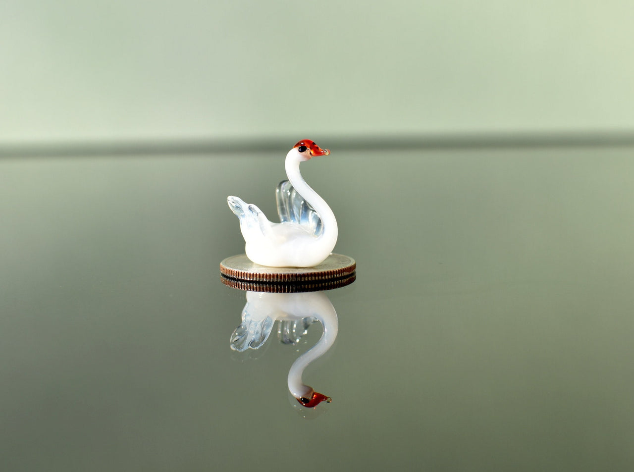Swan, Swan Cake Topper, Swan Figurine, Glass Swan, Tiny Glass Animals, Swan Decor, Swan Gifts, Mini Glass Animals, White Swan, Decor, Art