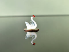 Swan, Swan Cake Topper, Swan Figurine, Glass Swan, Tiny Glass Animals, Swan Decor, Swan Gifts, Mini Glass Animals, White Swan, Decor, Art