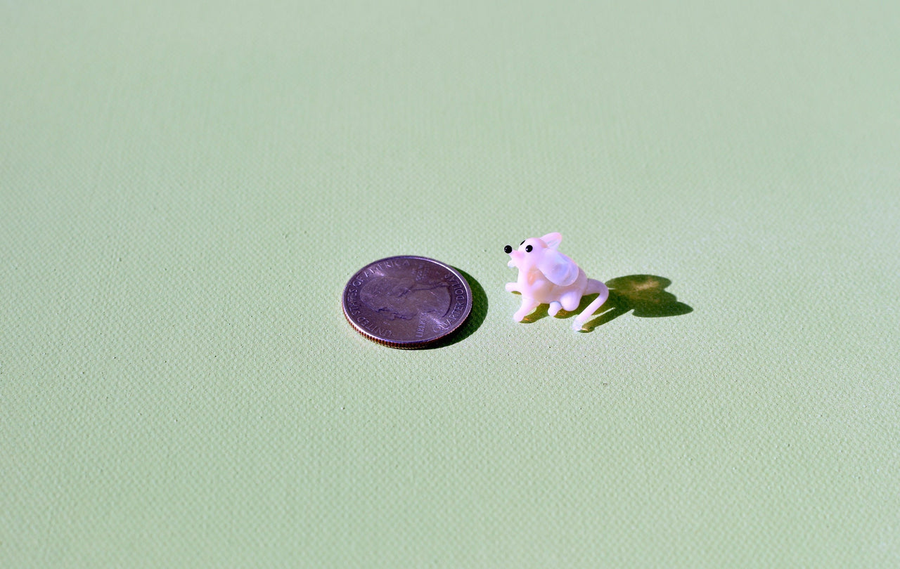 Lampwork Glass Mouse: Whimsical Miniature Figurine