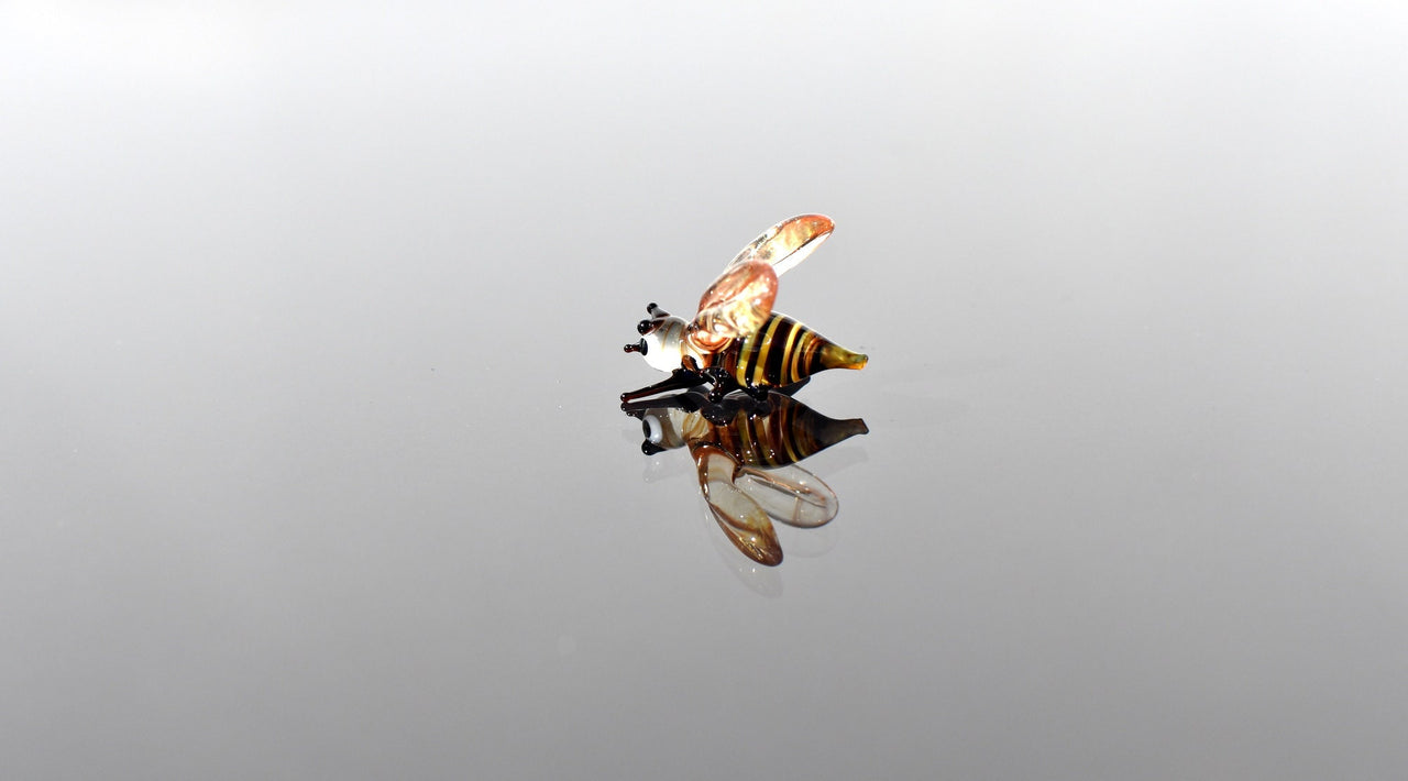Tiny Glass Honey Bee Figurine: Miniature Insect Sculpture