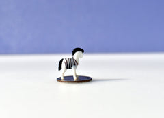 Tiny Glass Zebra Figurine – Miniature Animal Sculpture, Unique Black and White Collectible