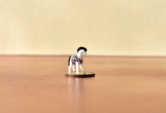 Tiny Glass Zebra Figurine – Miniature Animal Sculpture, Unique Black and White Collectible