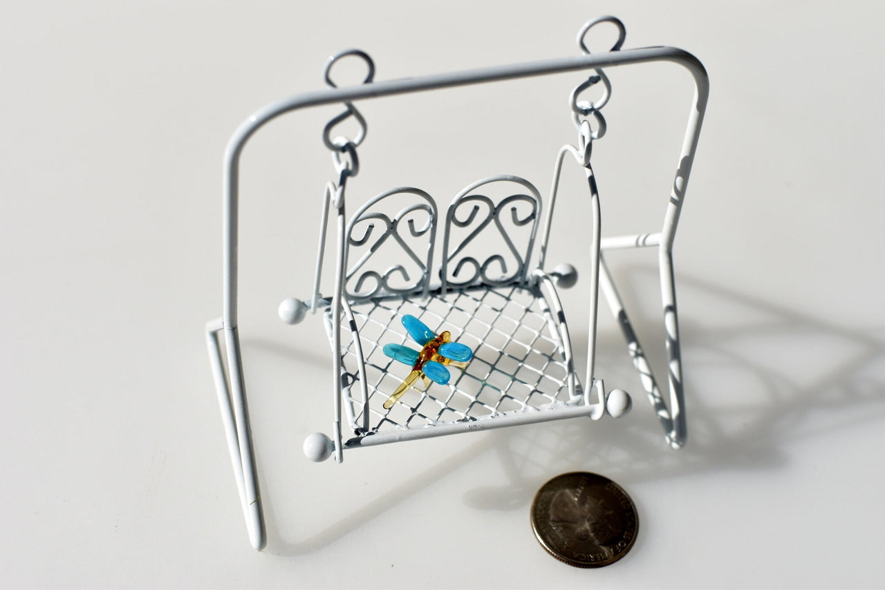 Small Glass Dragonfly Figurine: Handmade Whimsical Sculpture