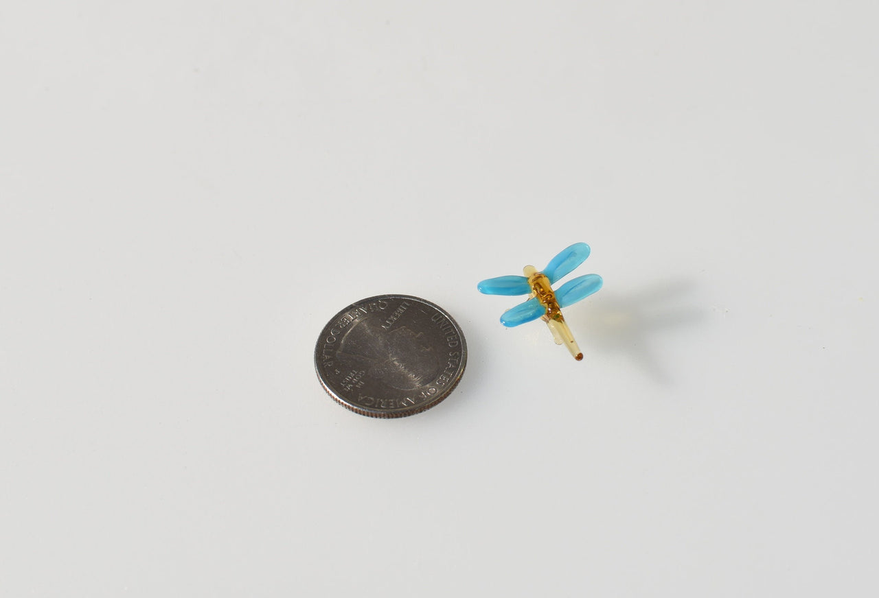 Small Glass Dragonfly Figurine: Handmade Whimsical Sculpture