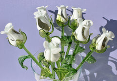 Glass Rose - White Glass Flowers - Glass Flower Bouquet - Hand Blown Glass Flower - Blown Glass Rose - Glass Flower Bouquet - Christmas Gift