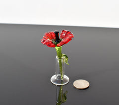 Miniature Glass Flower in Vase: Handmade Collectible Statue