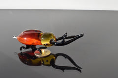 Flame Worked Glass Stag Beetle Figurine: Whimsical Art Glass Collectible