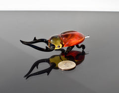 Flame Worked Glass Stag Beetle Figurine: Whimsical Art Glass Collectible