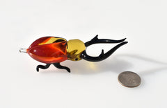 Flame Worked Glass Stag Beetle Figurine: Whimsical Art Glass Collectible