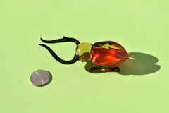 Flame Worked Glass Stag Beetle Figurine: Whimsical Art Glass Collectible