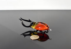 Flame Worked Glass Stag Beetle Figurine: Whimsical Art Glass Collectible