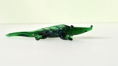 Alligator, Crocodile, Glass Sculpture, Alligator Art, Alligator Decor, Glass Animals, Green Glass Alligator, Blown Glass, Art Figure