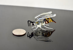 Handmade Glass Bee Figurine: Whimsical Art Glass Sculpture