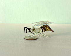 Handmade Glass Bee Figurine: Whimsical Art Glass Sculpture