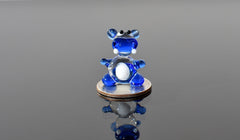 Lampwork Glass Hippo Figurine: Blue Whimsical Miniature