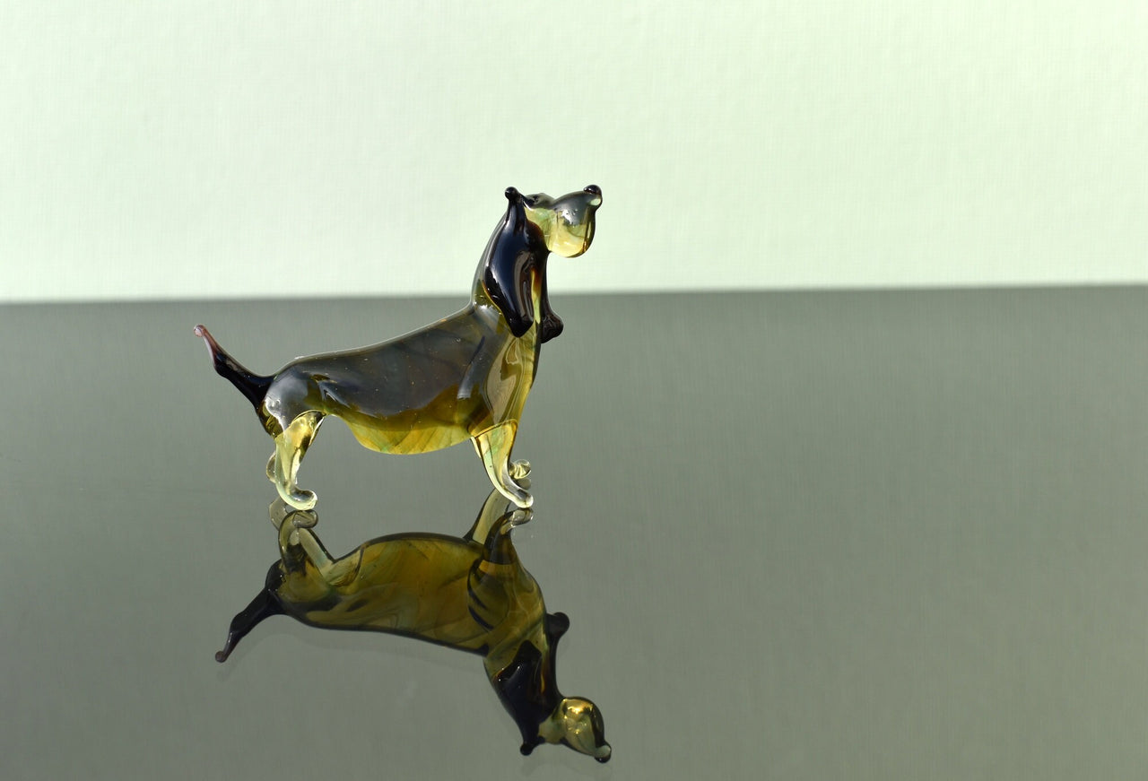 Basset Hound Dog, Bassett Hound Gifts, Glass Animals, Miniature Glass Animals, Hound Dog Figurine, Puppy, Glass Dog Art, Dog Memorial Gift
