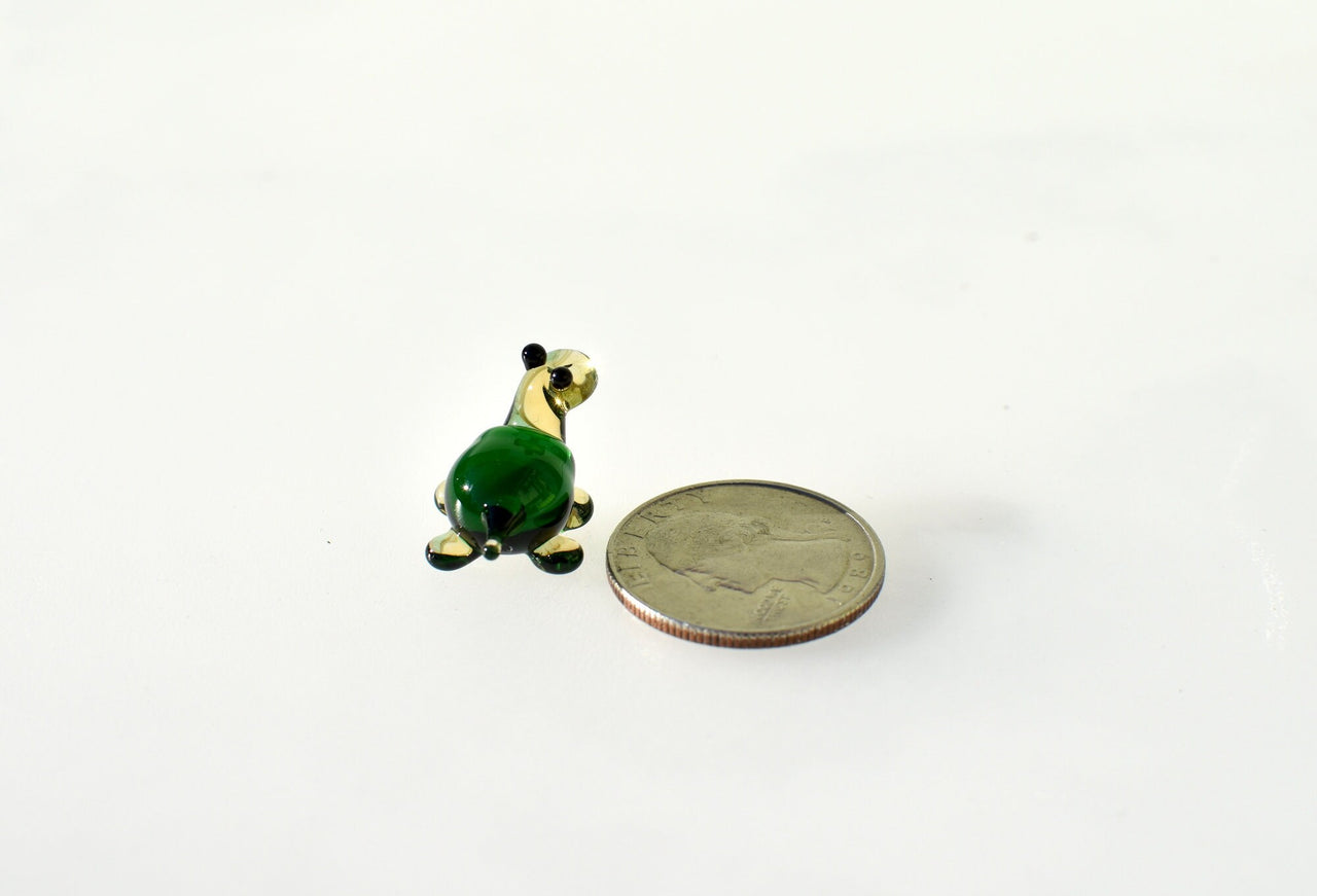 Lampwork Glass Turtle Figurine: Miniature Green Menagerie Character