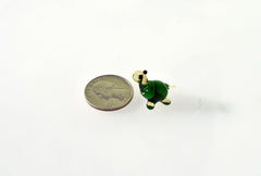Lampwork Glass Turtle Figurine: Miniature Green Menagerie Character