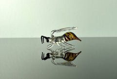 Handmade Glass Bee Figurine: Whimsical Art Glass Sculpture