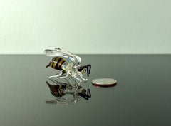 Handmade Glass Bee Figurine: Whimsical Art Glass Sculpture