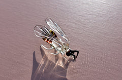 Handmade Glass Bee Figurine: Whimsical Art Glass Sculpture