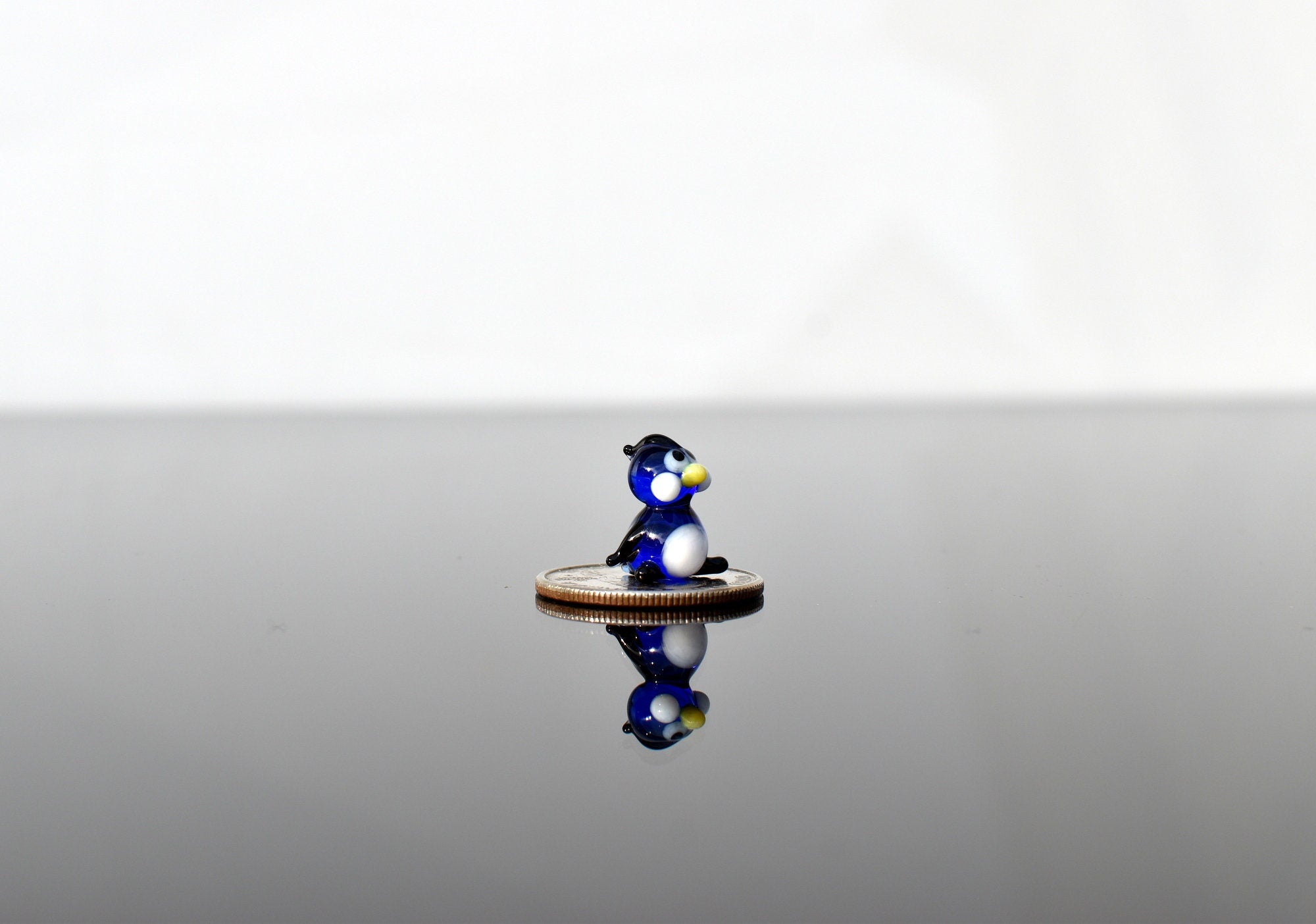 Lampwork Miniature Penguin: Blue Glass Menagerie Character
