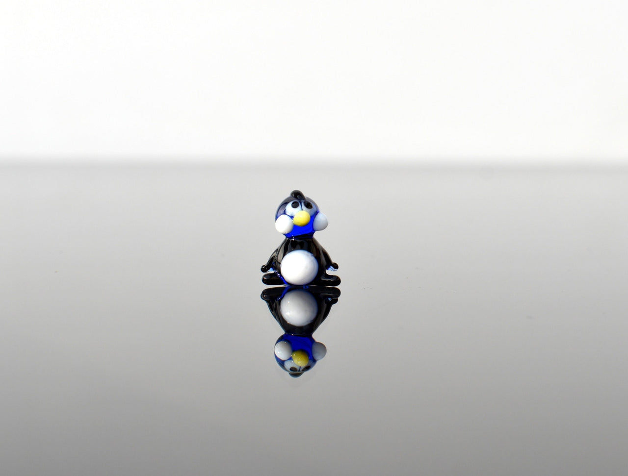 Lampwork Miniature Penguin: Blue Glass Menagerie Character