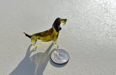 Glass Basset Hound Figurine – Handcrafted Miniature Dog Sculpture