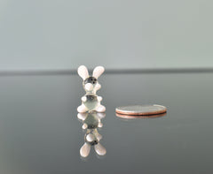Lampwork Glass Bunny Miniature: Clear-White Whimsical Figurine