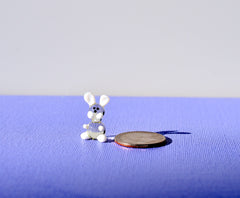 Lampwork Glass Bunny Miniature: Clear-White Whimsical Figurine