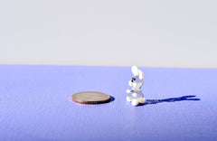 Lampwork Glass Bunny Miniature: Clear-White Whimsical Figurine