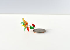 Lampwork Glass Rooster Miniature: Whimsical Colorful Figurine